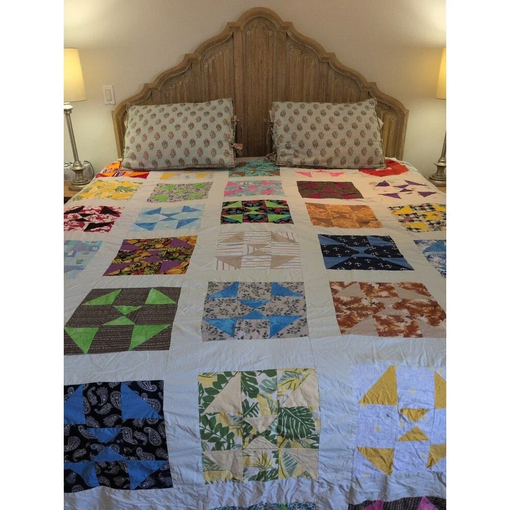 Vintage 50's windmill quilt top Vintage Cotton Fabrics 92 
